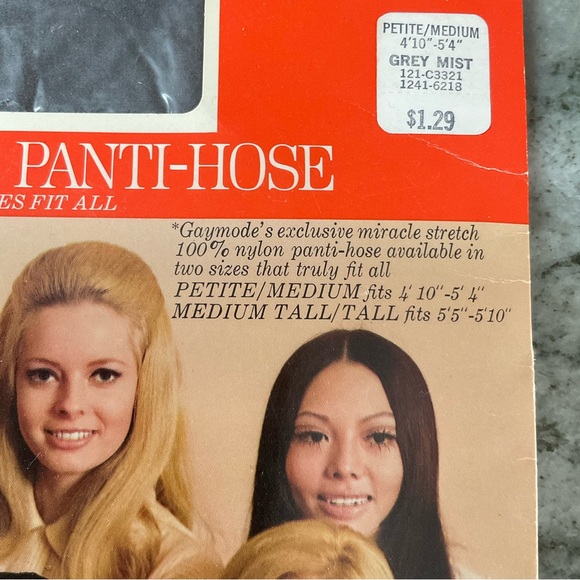 Vintage stretch panti-hose grey mist size petite/medium 1960/70’s - Picture 3 of 6